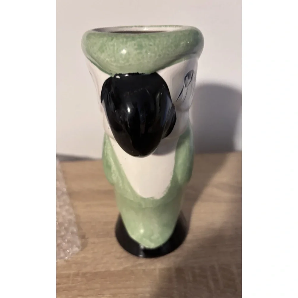 Ceramic Macaw Parrot 8” Vase light Green Tiki Mug